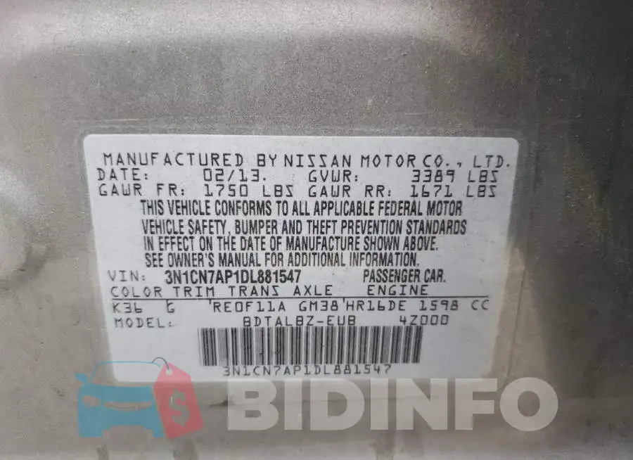 3N1CN7AP1DL881547 Photo# 12