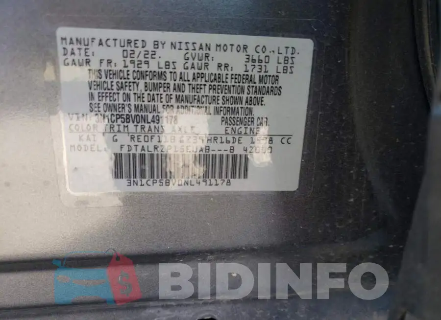 3N1CP5BV0NL491178 Photo# 10
