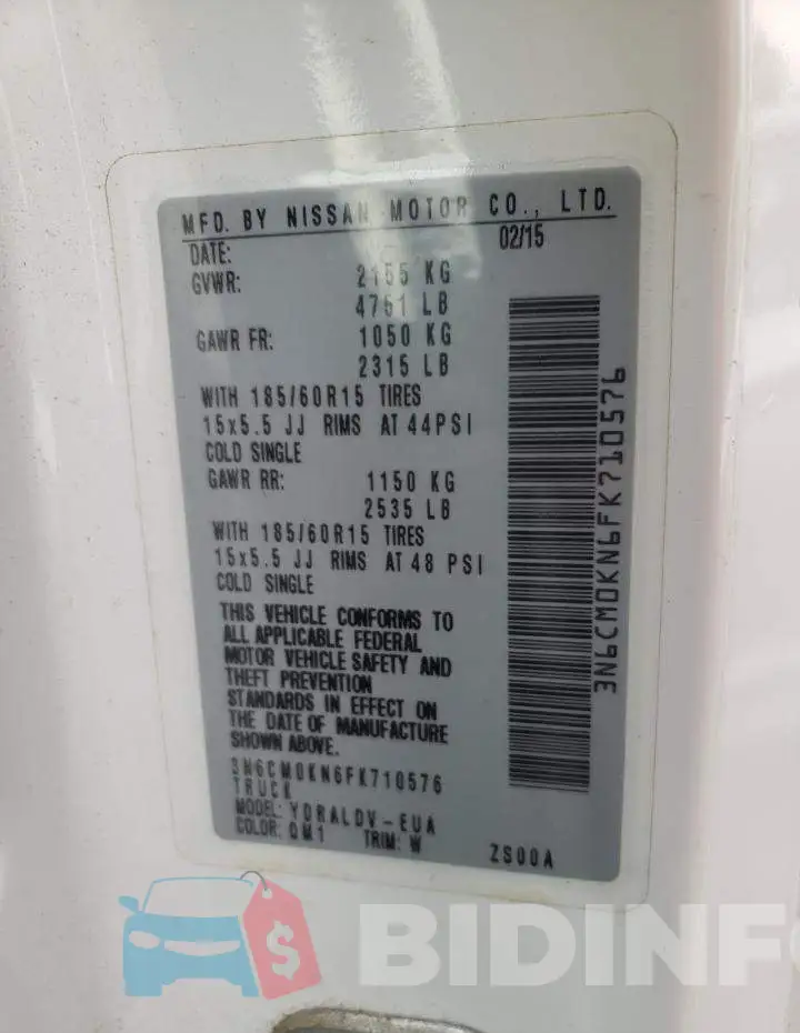 3N6CM0KN6FK710576 Photo# 10