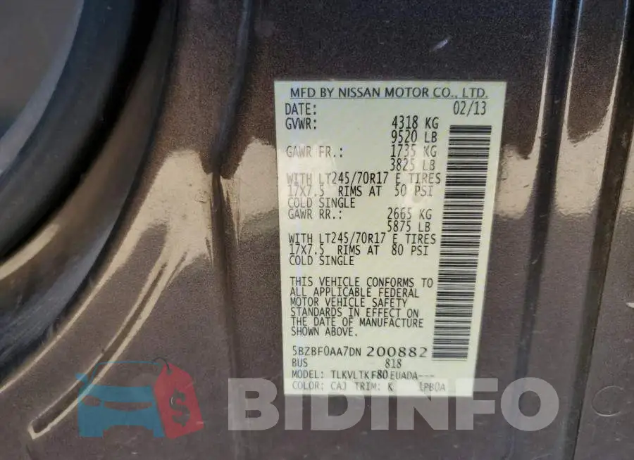 5BZBF0AA7DN200882 Photo# 10