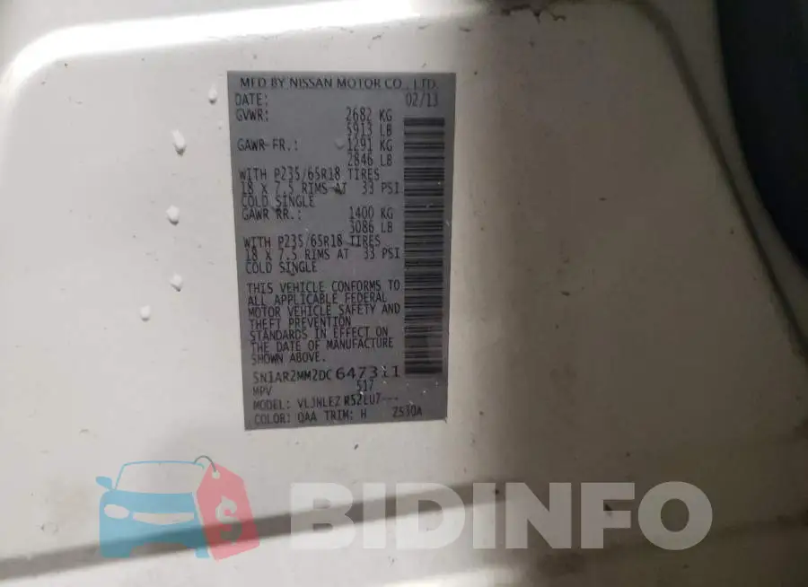 5N1AR2MM2DC647311 Photo# 10