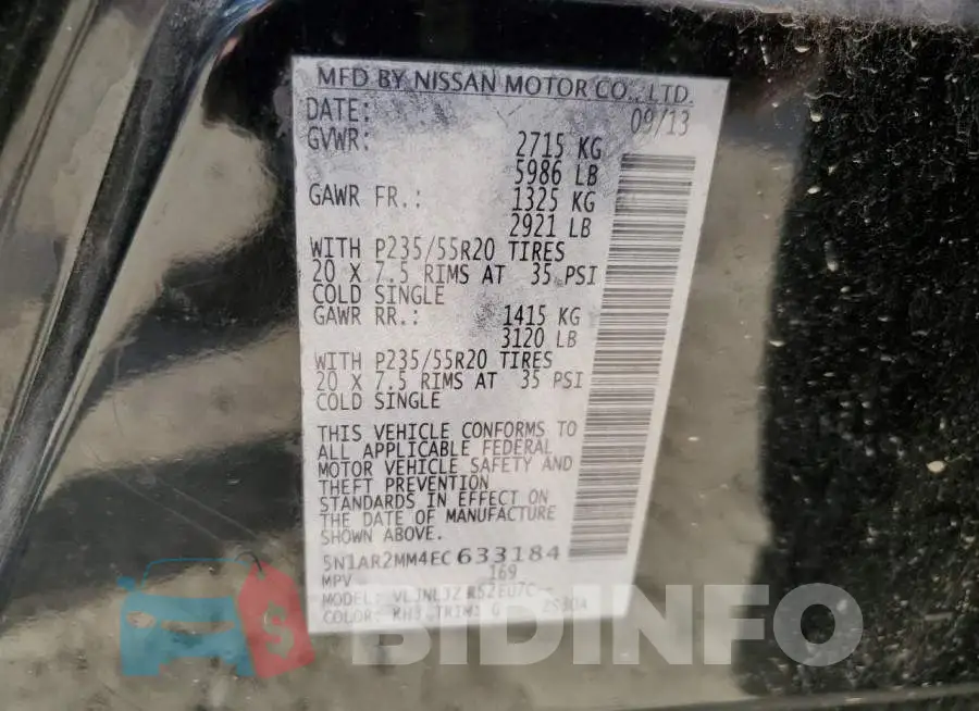 5N1AR2MM4EC633184 Photo# 10