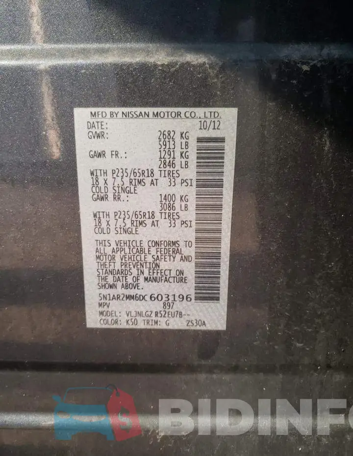 5N1AR2MM6DC603196 Photo# 10