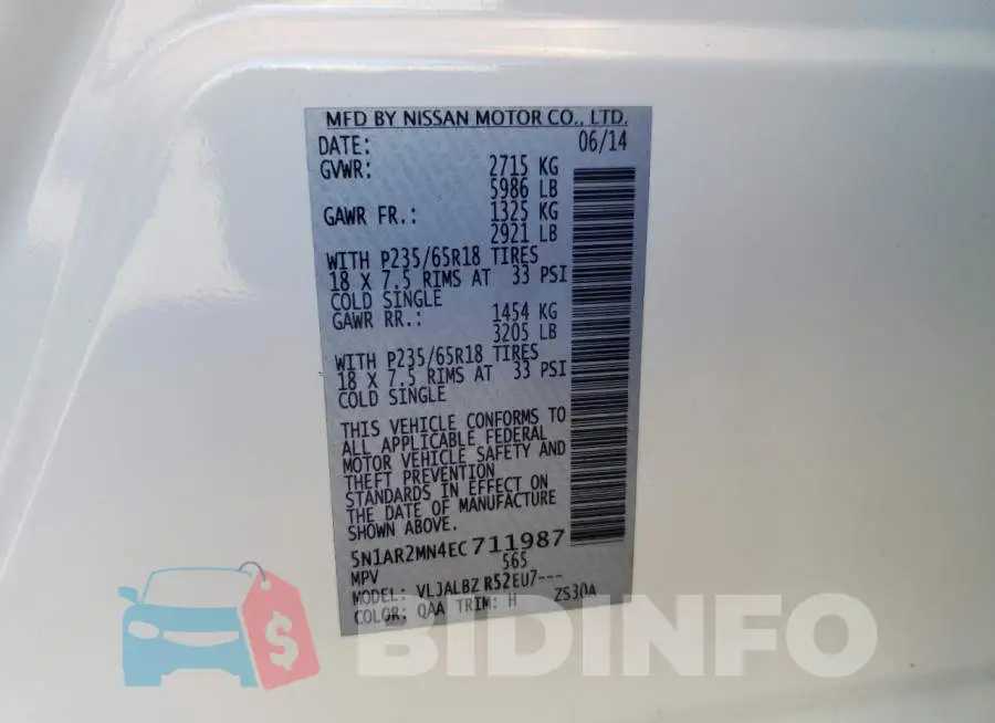 5N1AR2MN4EC711987 Photo# 13