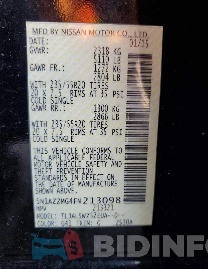 5N1AZ2MG4FN213098 Photo# 10