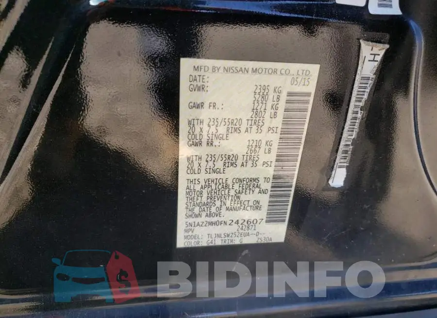 5N1AZ2MH0FN242607 Photo# 10