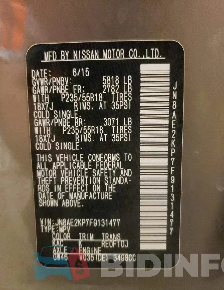 JN8AE2KP7F9131477 Photo# 10