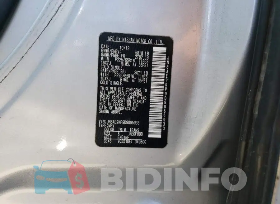 JN8AE2KP9D9065933 Photo# 13