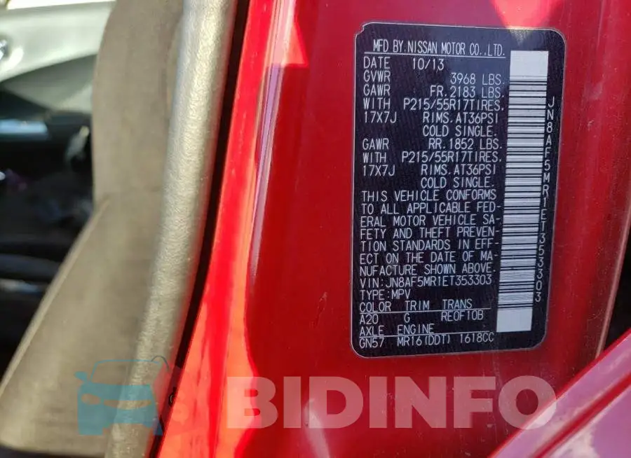 JN8AF5MR1ET353303 Photo# 13