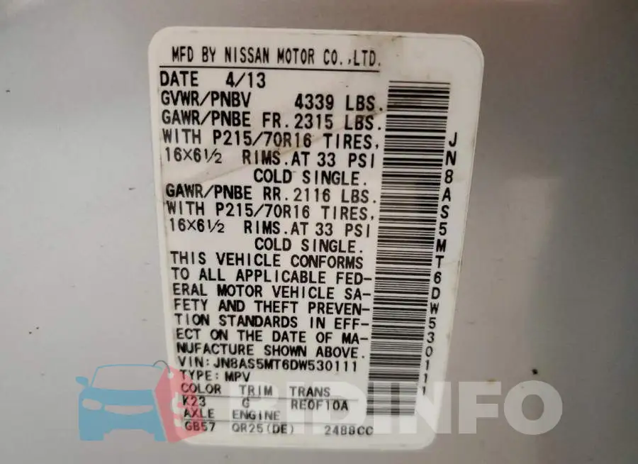 JN8AS5MT6DW530111 Photo# 10