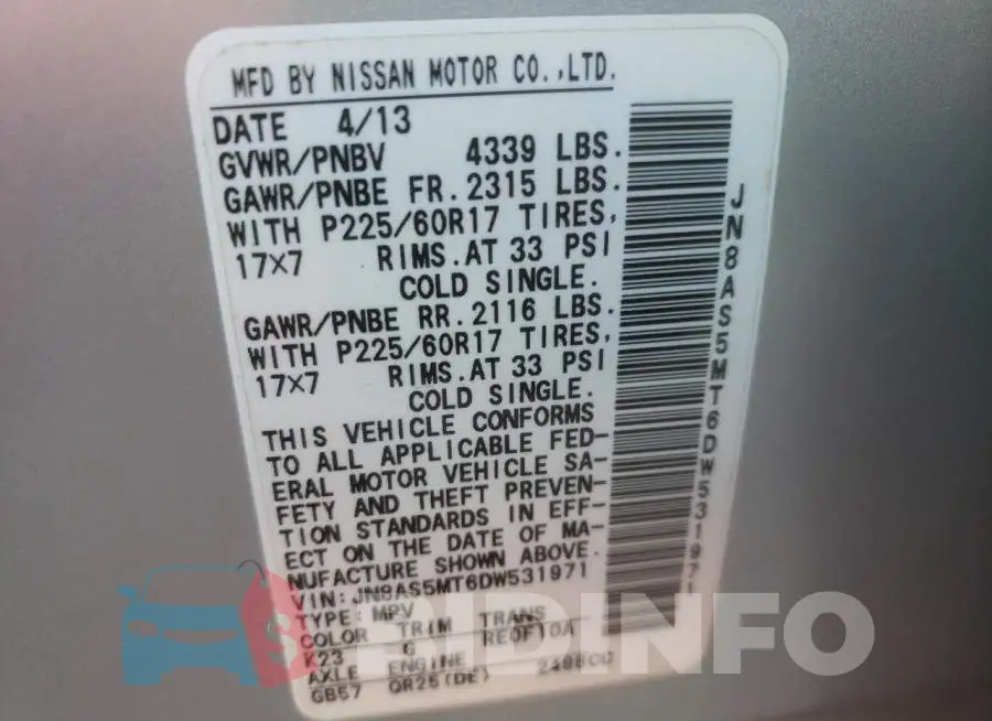 JN8AS5MT6DW531971 Photo# 10