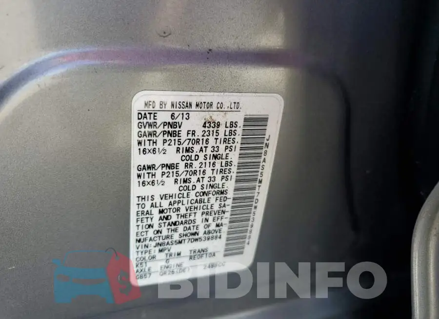 JN8AS5MT7DW539884 Photo# 12