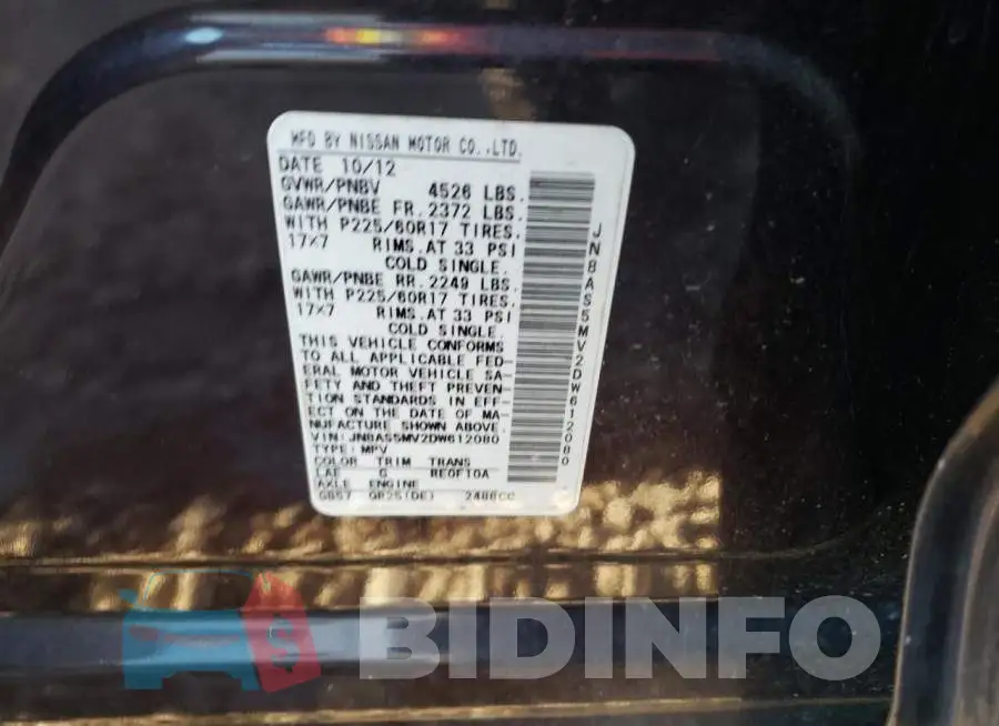 JN8AS5MV2DW612080 Photo# 13
