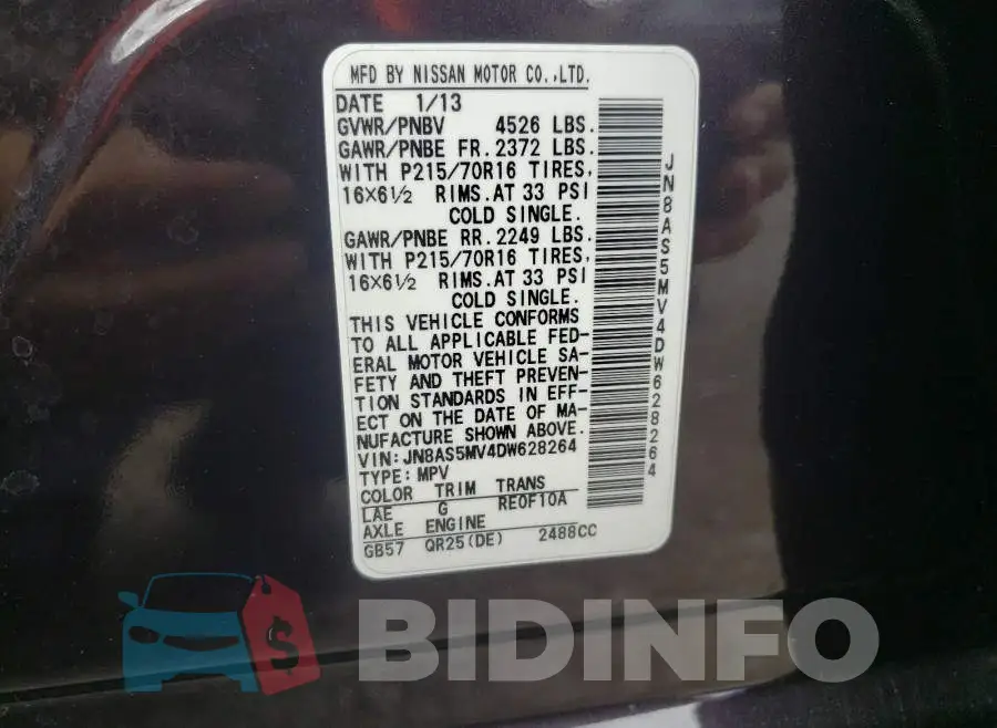 JN8AS5MV4DW628264 Photo# 10