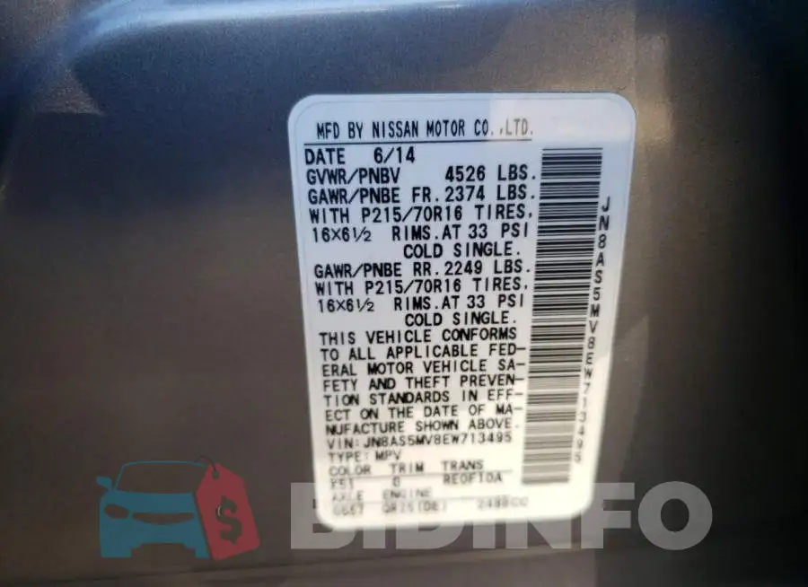 JN8AS5MV8EW713495 Photo# 10