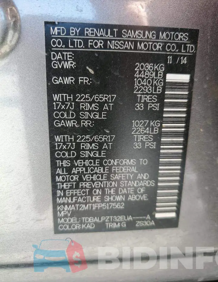KNMAT2MT1FP517562 Photo# 10