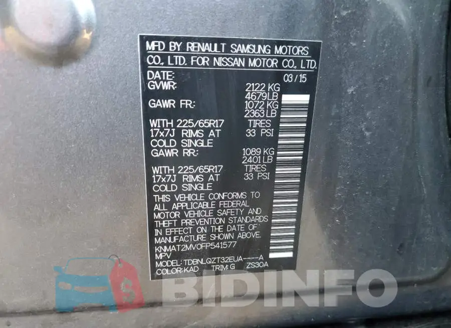 KNMAT2MV0FP541577 Photo# 10