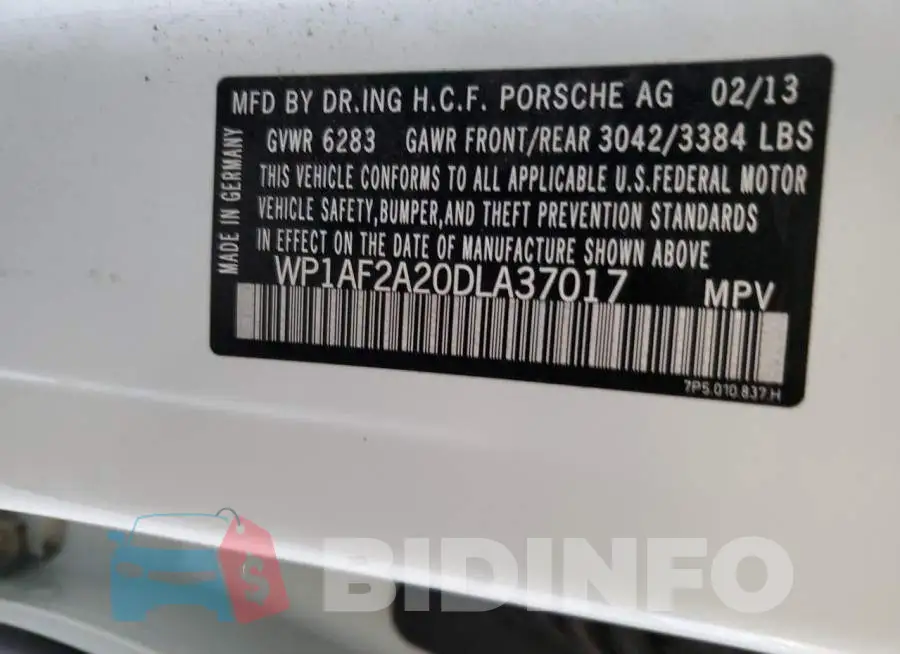 WP1AF2A20DLA37017 Photo# 13