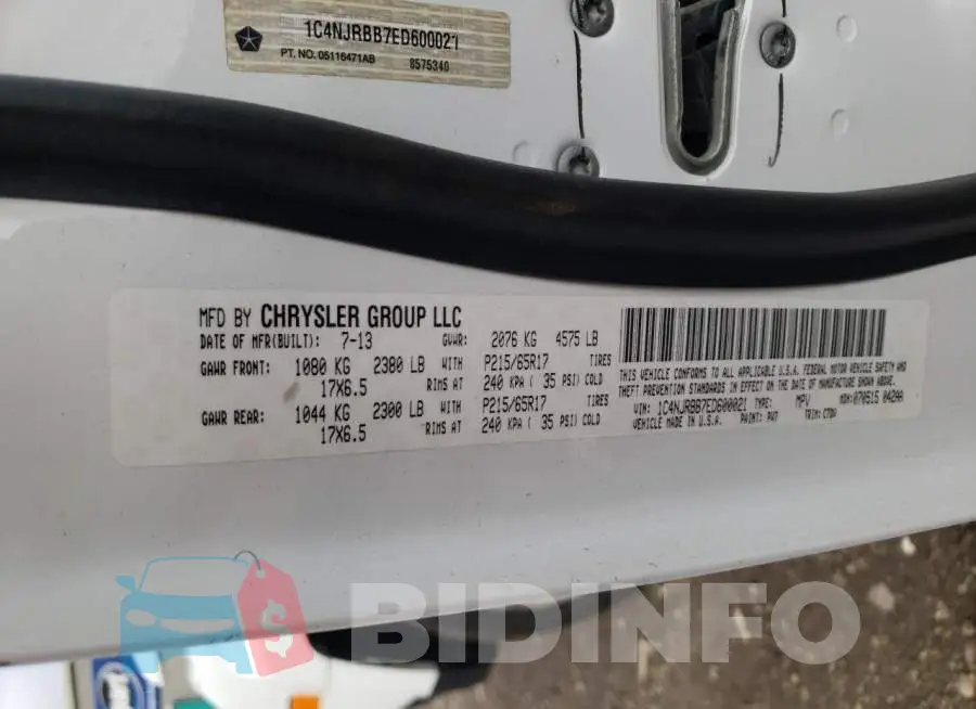 1C4NJRBB7ED600021 Photo# 10