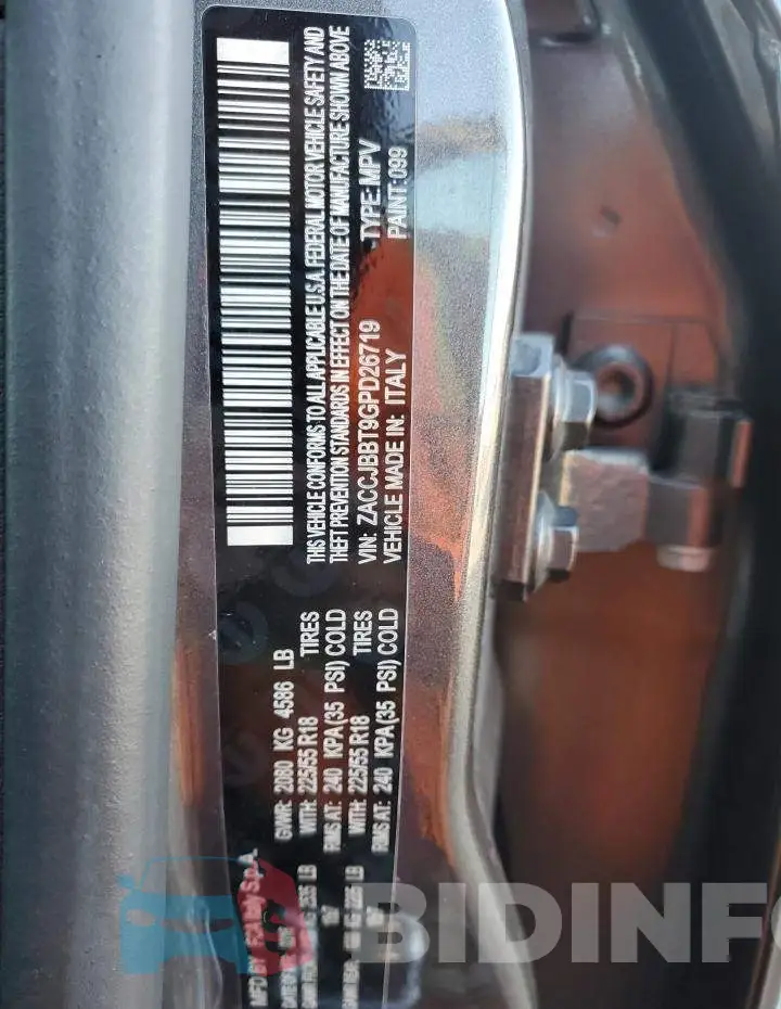 ZACCJBBT9GPD26719 Photo# 13