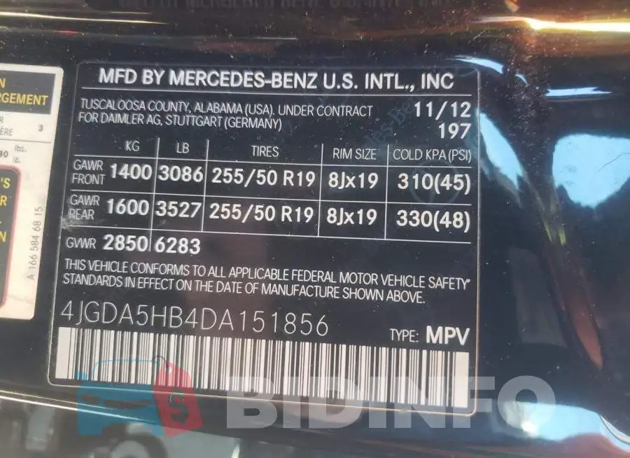 4JGDA5HB4DA151856 Photo# 13