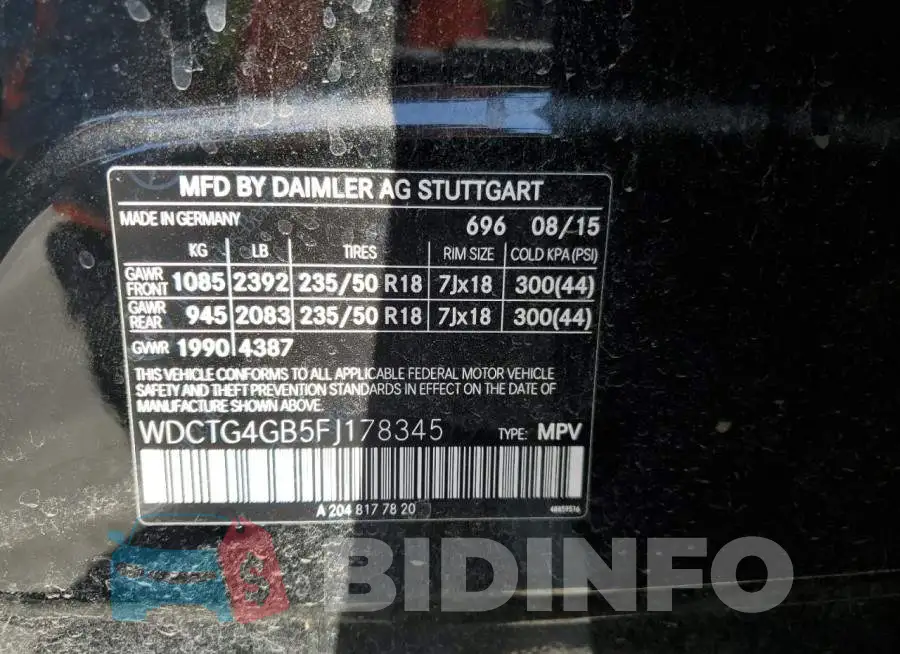 WDCTG4GB5FJ178345 Photo# 10