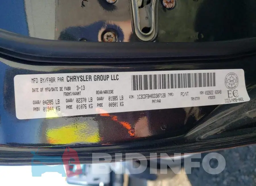 1C3CDFBH0DD307128 Photo# 10