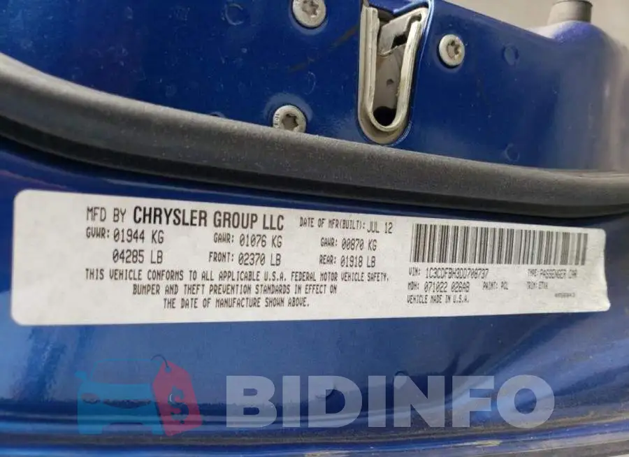 1C3CDFBH3DD708737 Photo# 10