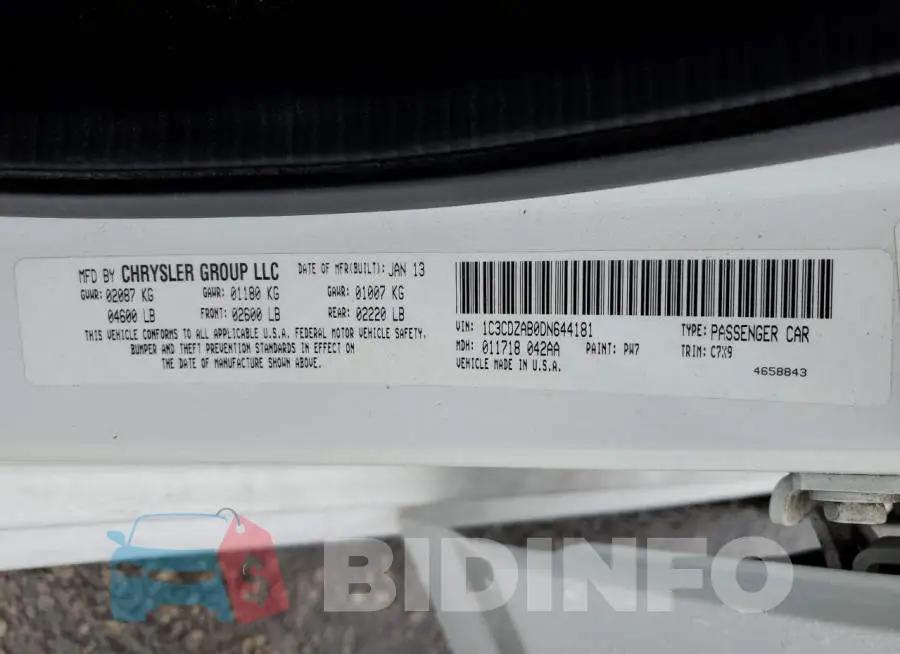 1C3CDZAB0DN644181 Photo# 13