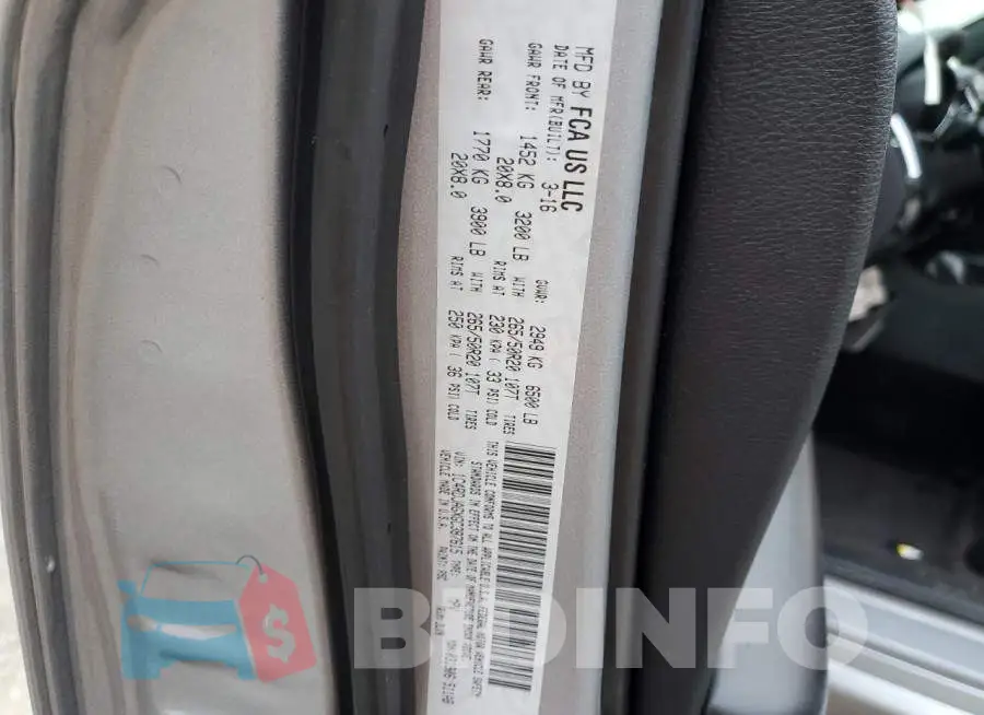 1C4RDJAGXGC387615 Photo# 10