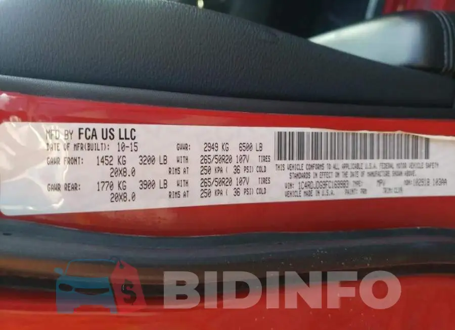 1C4RDJDG9FC169983 Photo# 10