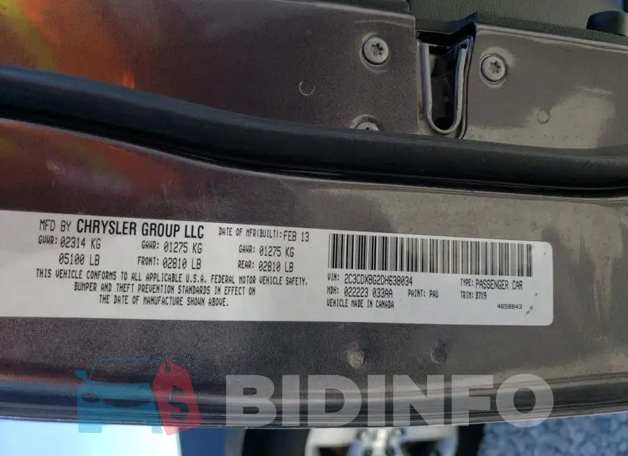 2C3CDXBG2DH638034 Photo# 10