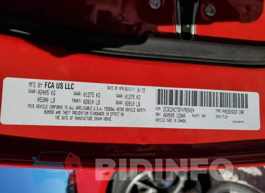 2C3CDXCT5FH765424 Photo# 10
