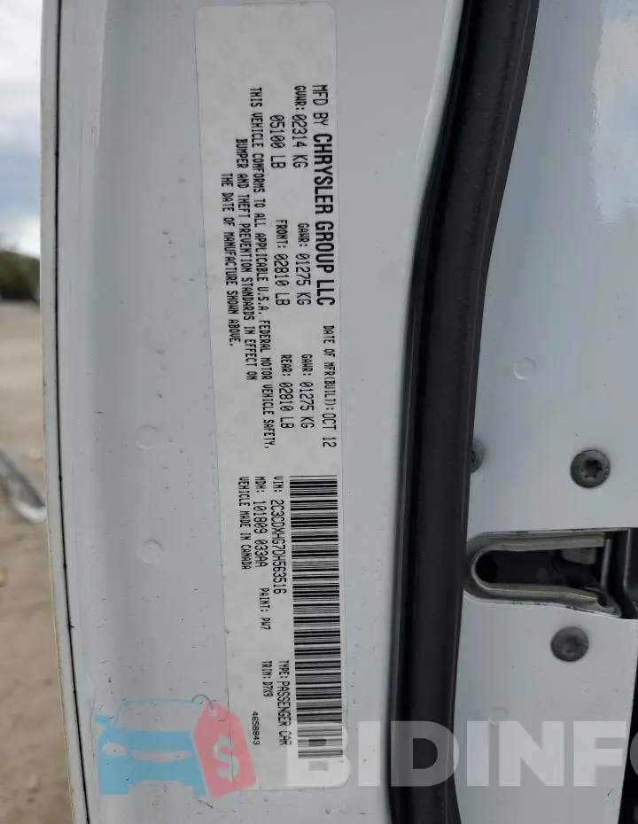 2C3CDXHG7DH563516 Photo# 10
