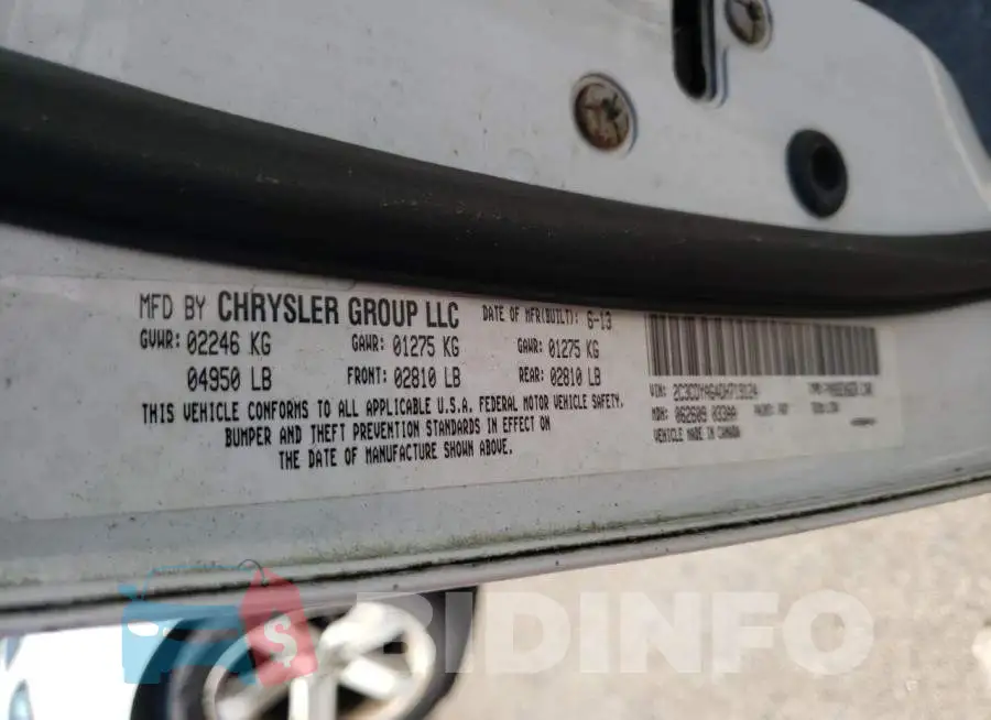 2C3CDYAG4DH719124 Photo# 10
