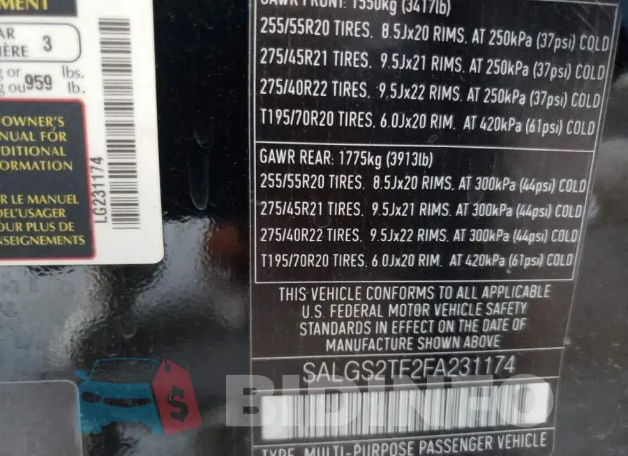 SALGS2TF2FA231174 Photo# 13