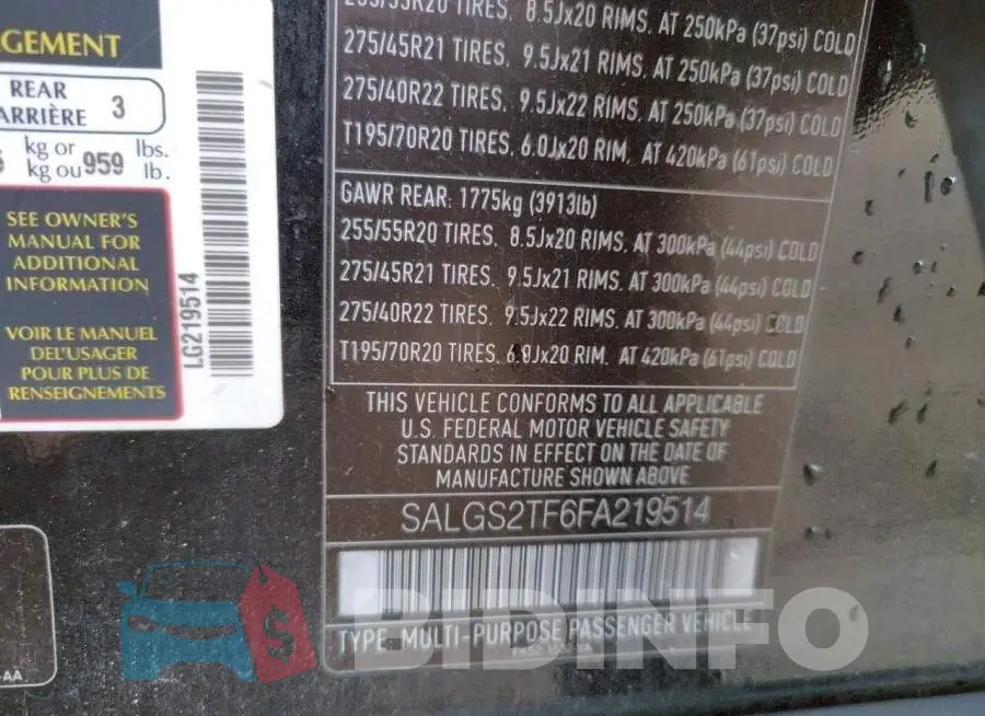 SALGS2TF6FA219514 Photo# 10