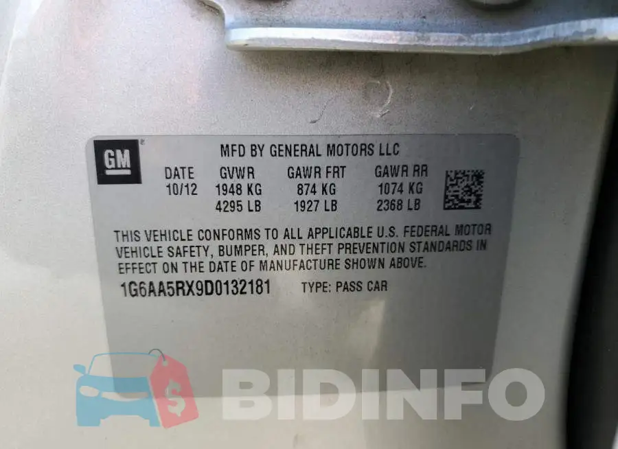 1G6AA5RX9D0132181 Photo# 12