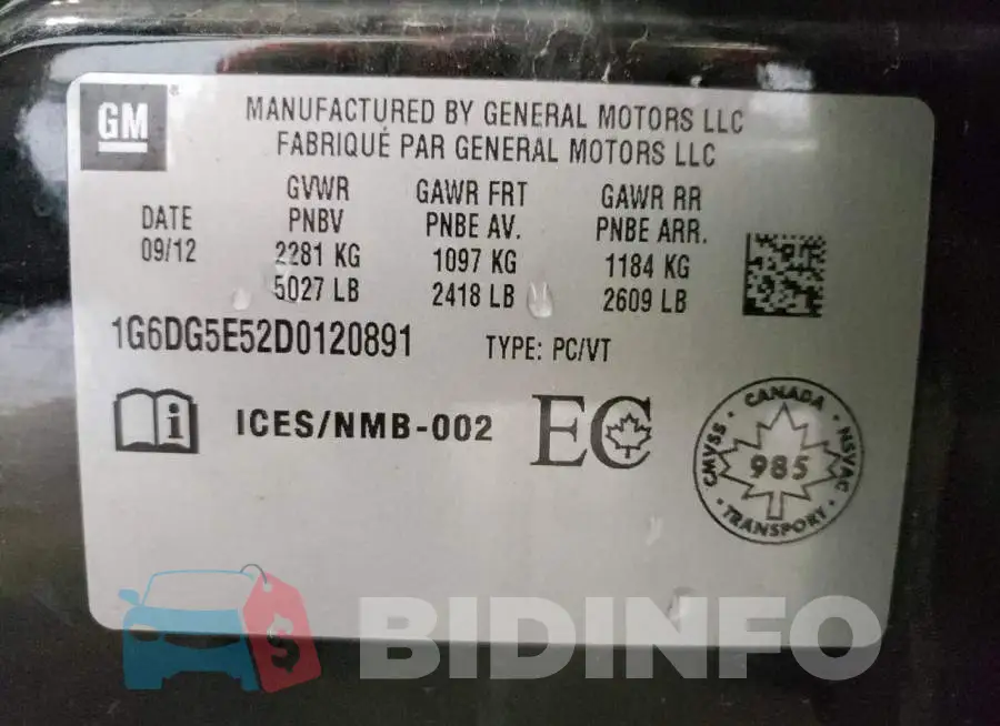 1G6DG5E52D0120891 Photo# 10