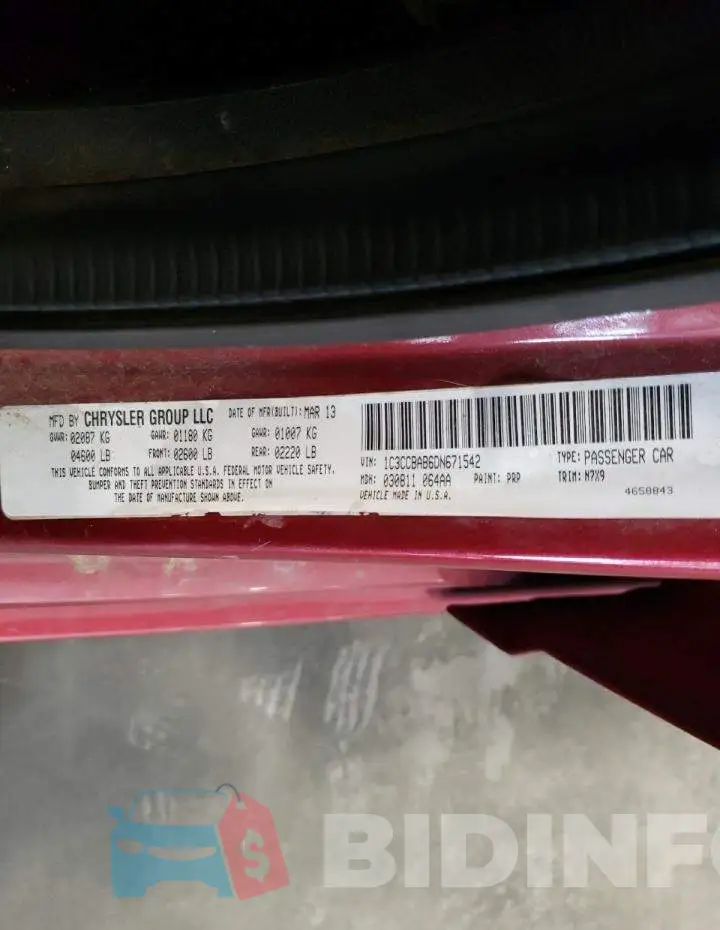 1C3CCBAB6DN671542 Photo# 10