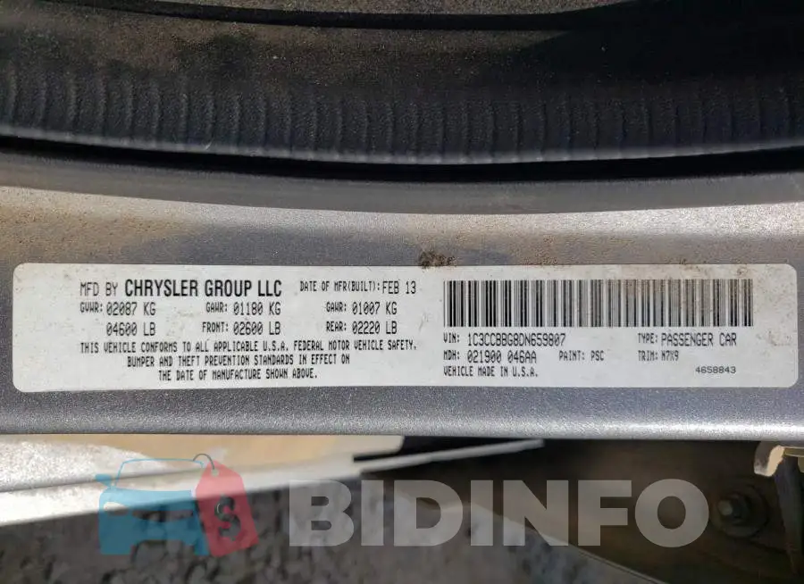 1C3CCBBG8DN659807 Photo# 10