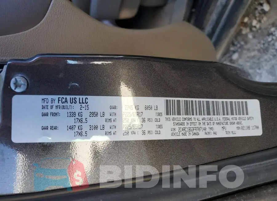 2C4RC1BG3FR707140 Photo# 10