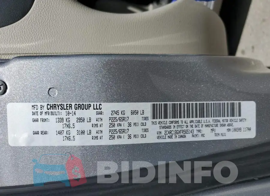 2C4RC1BGXFR565143 Photo# 10