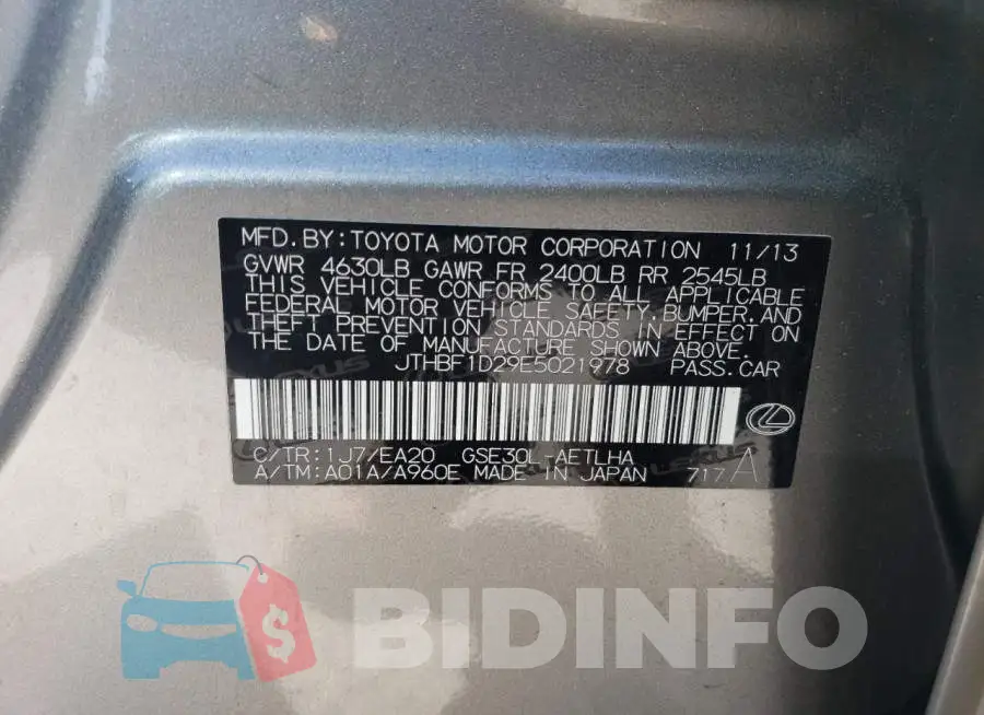 JTHBF1D29E5021978 Photo# 12