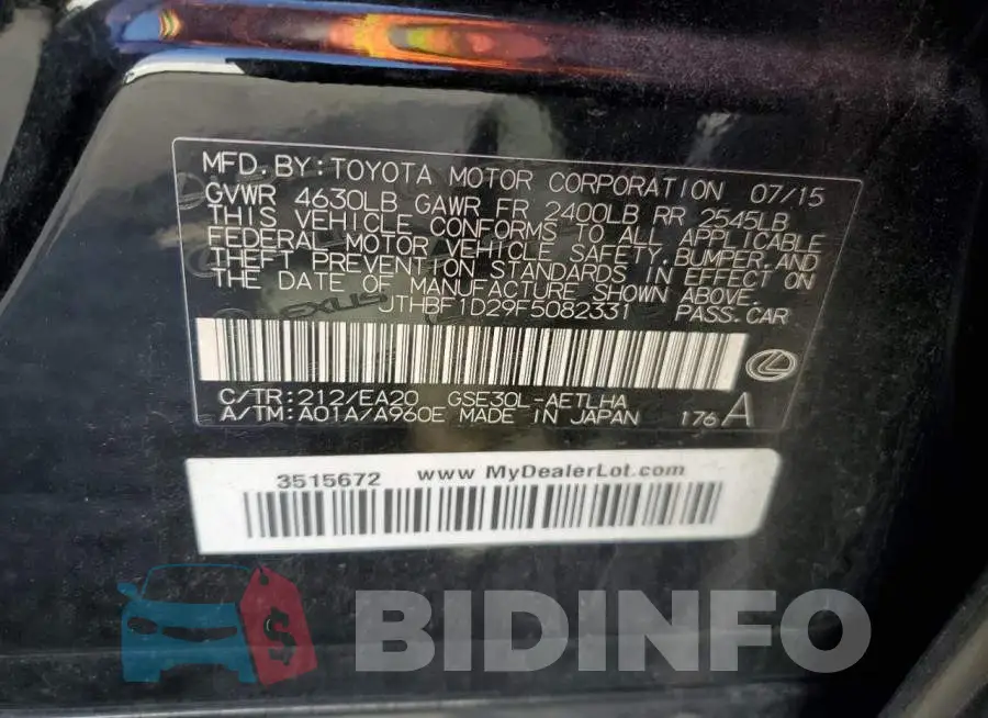 JTHBF1D29F5082331 Photo# 12