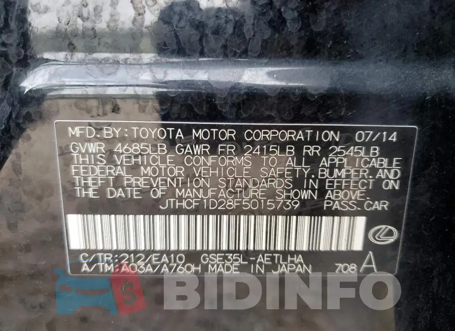 JTHCF1D28F5015739 Photo# 10