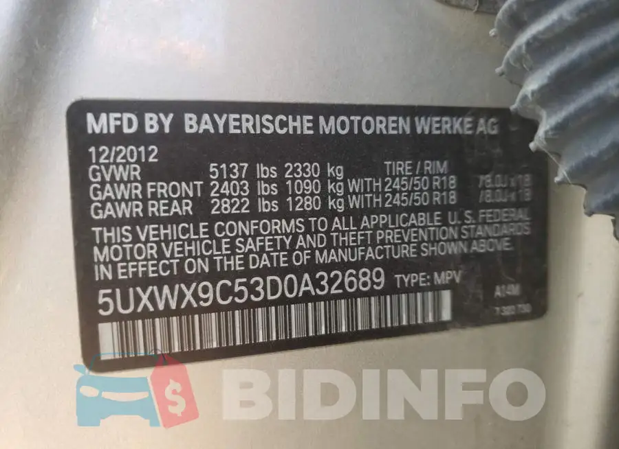 5UXWX9C53D0A32689 Photo# 13