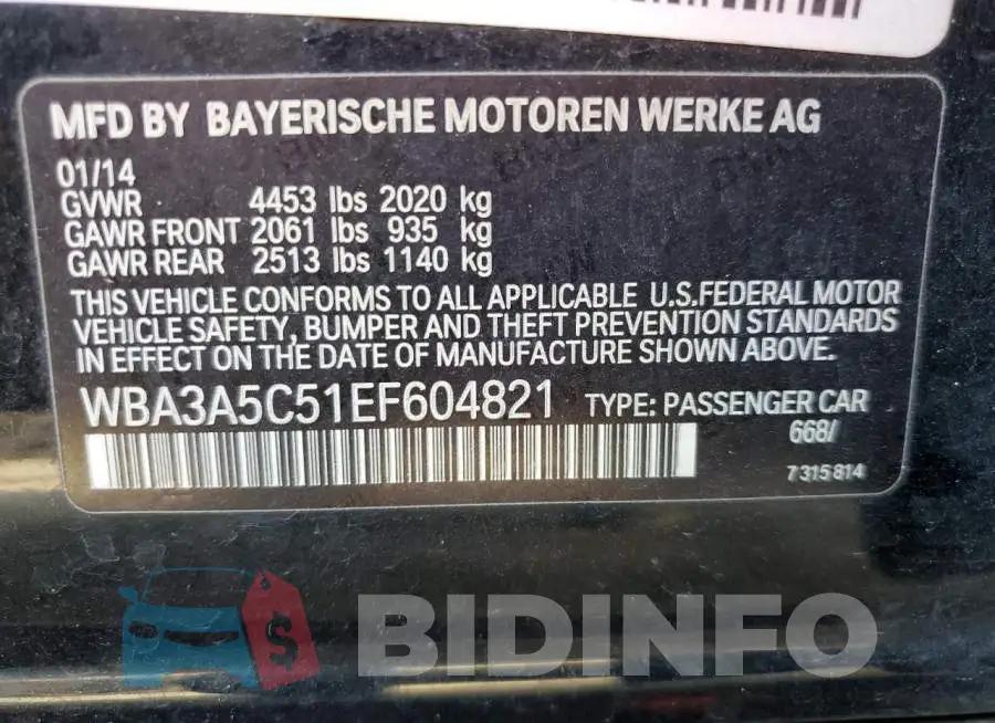 WBA3A5C51EF604821 Photo# 10