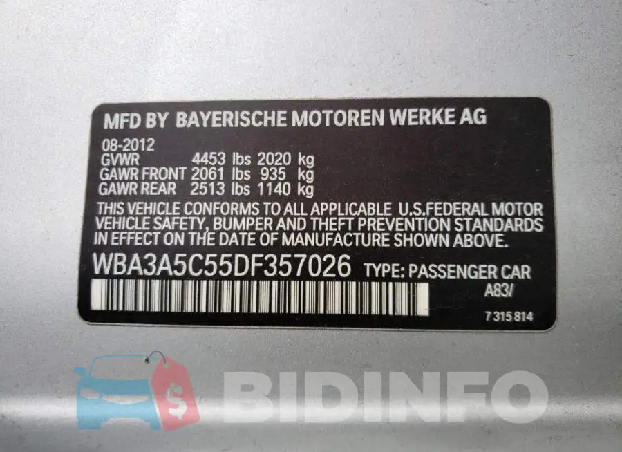 WBA3A5C55DF357026 Photo# 10