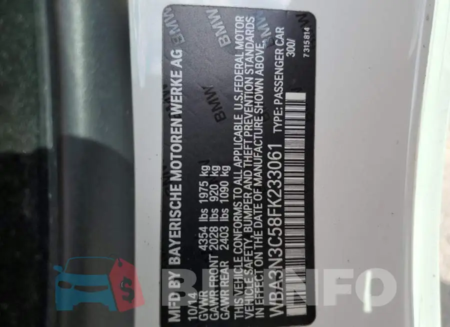 WBA3N3C58FK233061 Photo# 10
